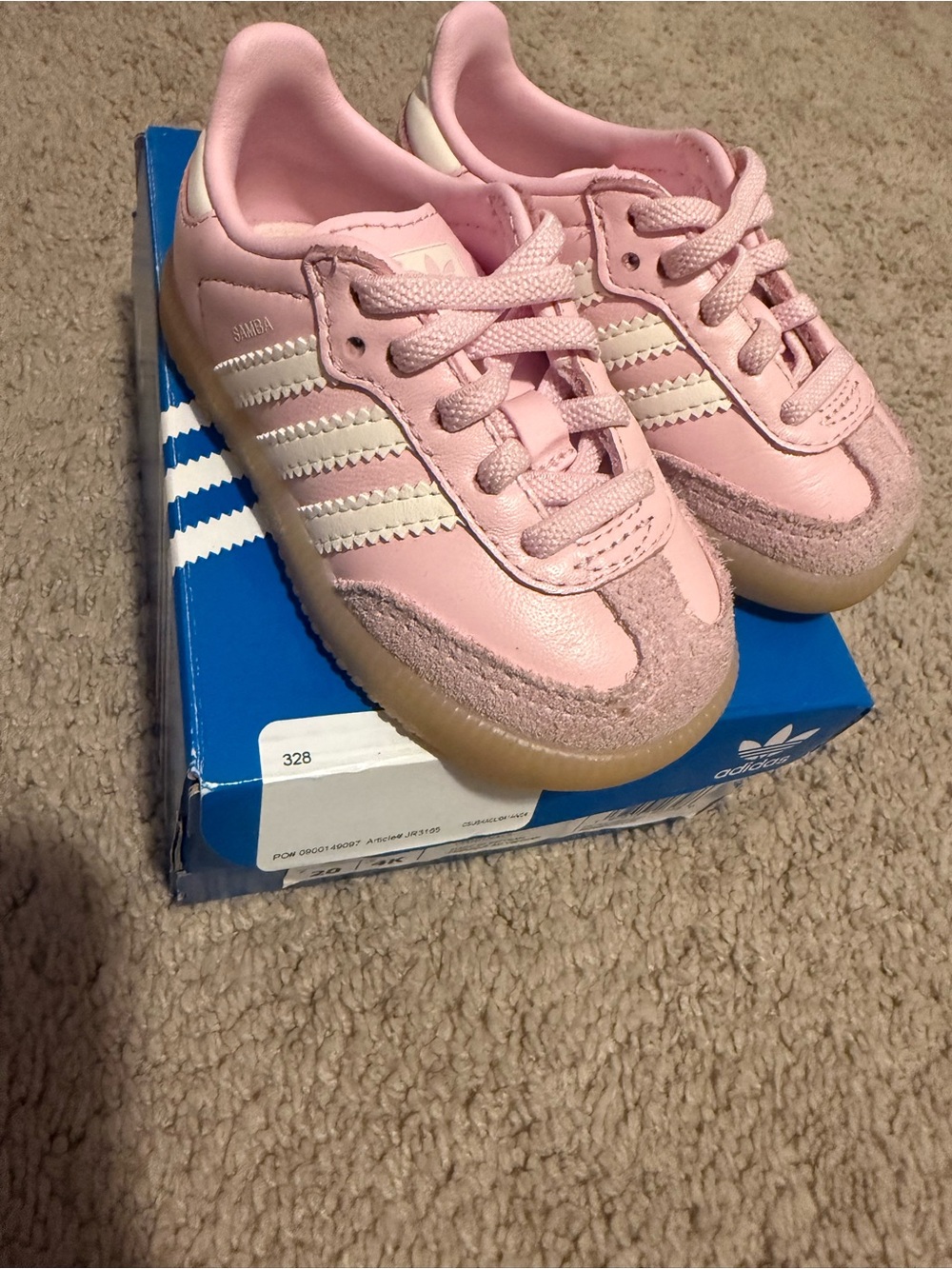adidas Kids Samba Sneakers in Light Pink with Cream Stripes